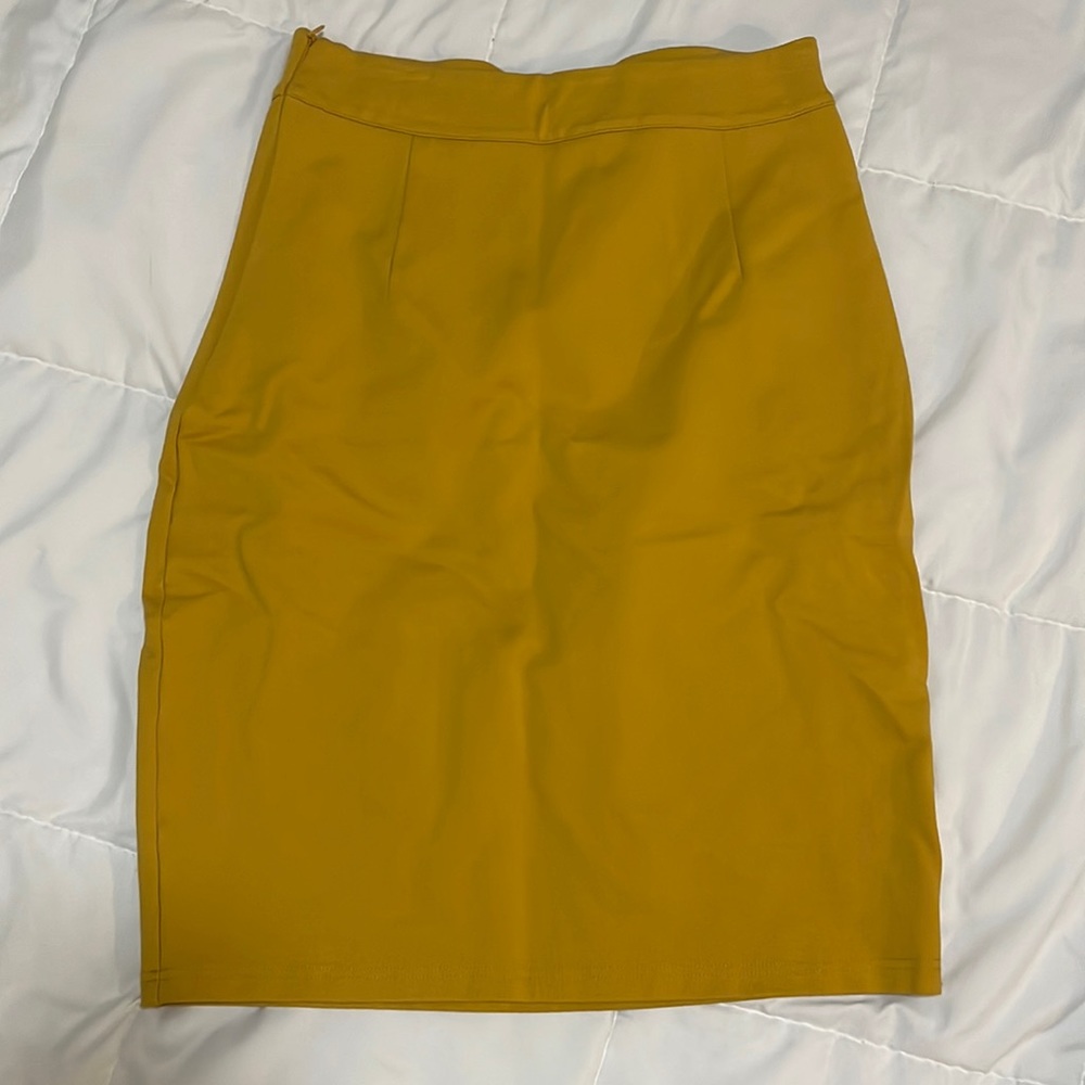 Main Street Exchange Mustard Yellow Anna Pencil Skirt